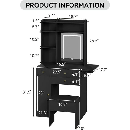Vanity / Desk with Mirror and Lights