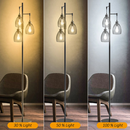 70" Tree Floor Lamp with 3 Bulbs - Black or Gold