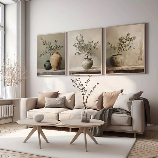 Olive Branch Vase Wall Art Set of 3