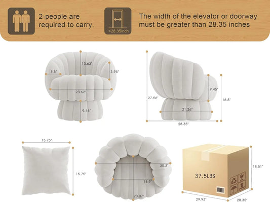 Velvet Barrel Chair, Swivels 360 degrees