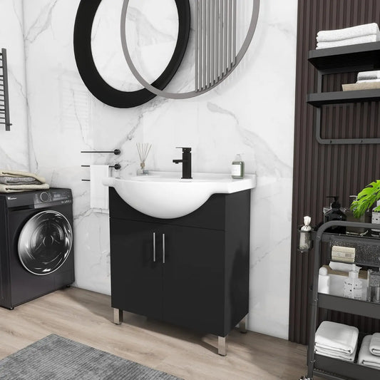 30" Cabinet With Ceramic Belly Bowl Sink And Faucet