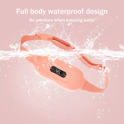 Noaging Women Menstruation Vibration Belly Massage Hot Compress Warm Palace Belt Heating Waist Belt Comfort Pink