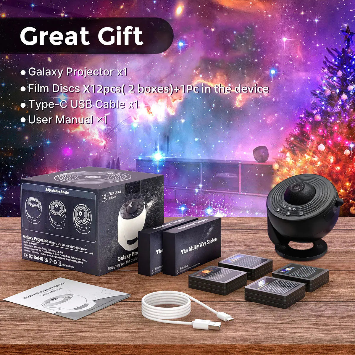 13 In 1 Galaxy Ultra Star Projector LED Night Light