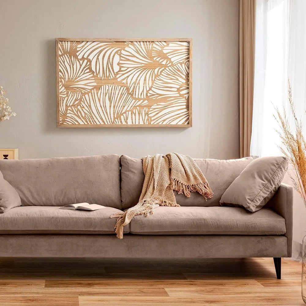 Wood Ginko Leaf Design Wall Art