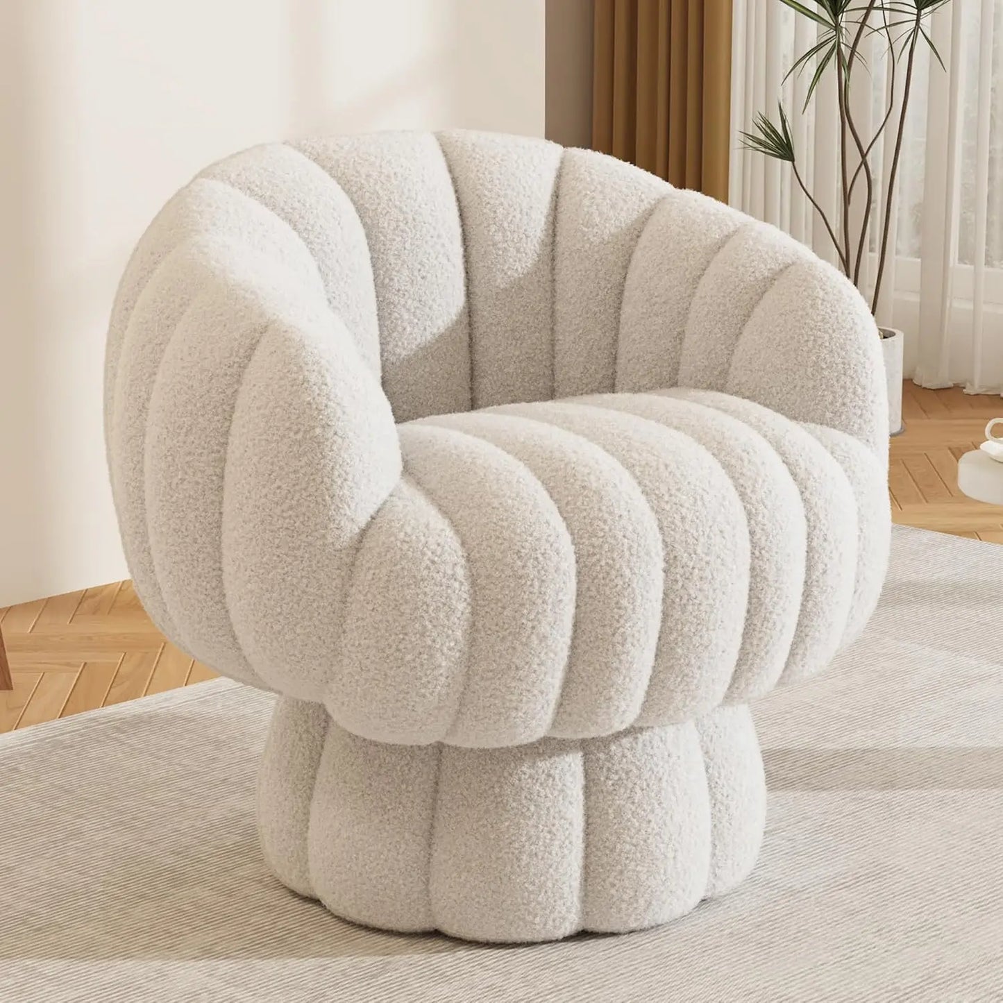 Velvet Barrel Chair, Swivels 360 degrees