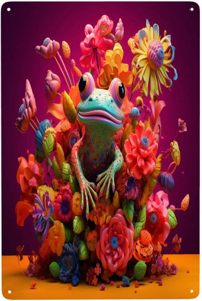 Flower Frog Metal Wall Art