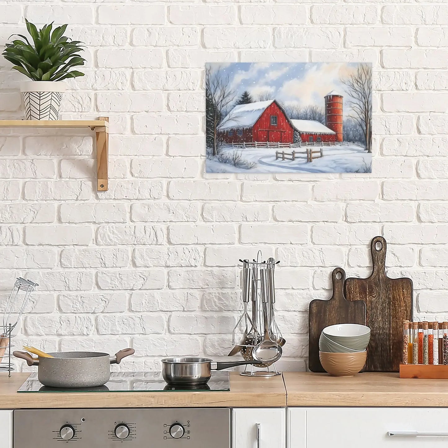 Red Barn Canvas Wall Art