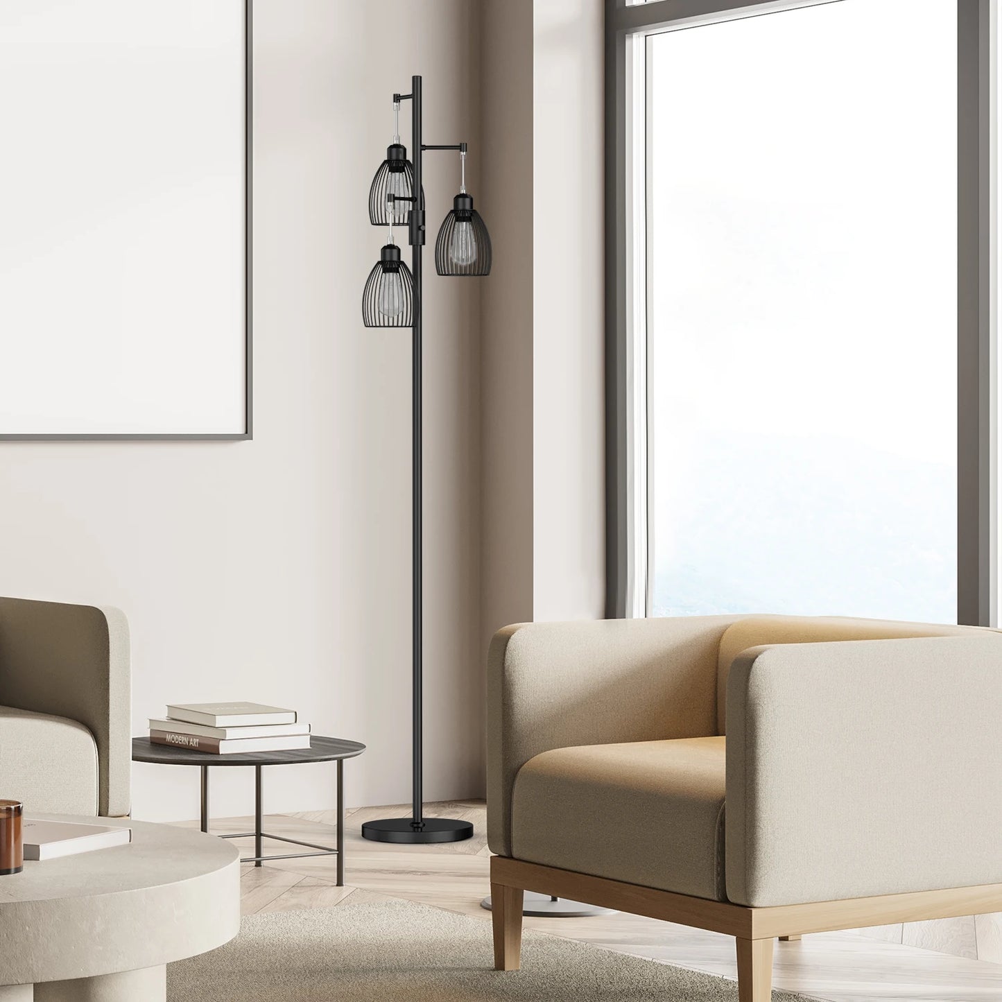 70" Tree Floor Lamp with 3 Bulbs - Black or Gold