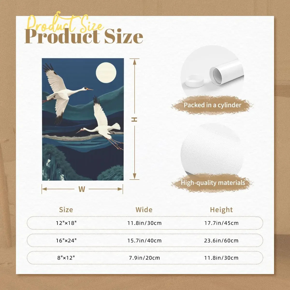 Birds in Evening Moon Canvas Wall Art