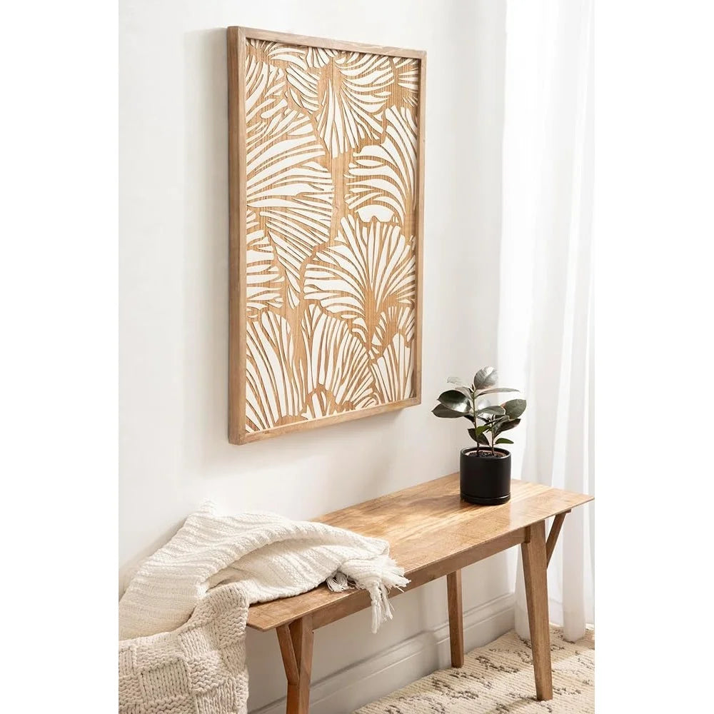 Wood Ginko Leaf Design Wall Art