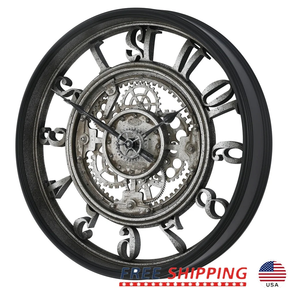 Wall Clock 20"  Rustic Metal Decor