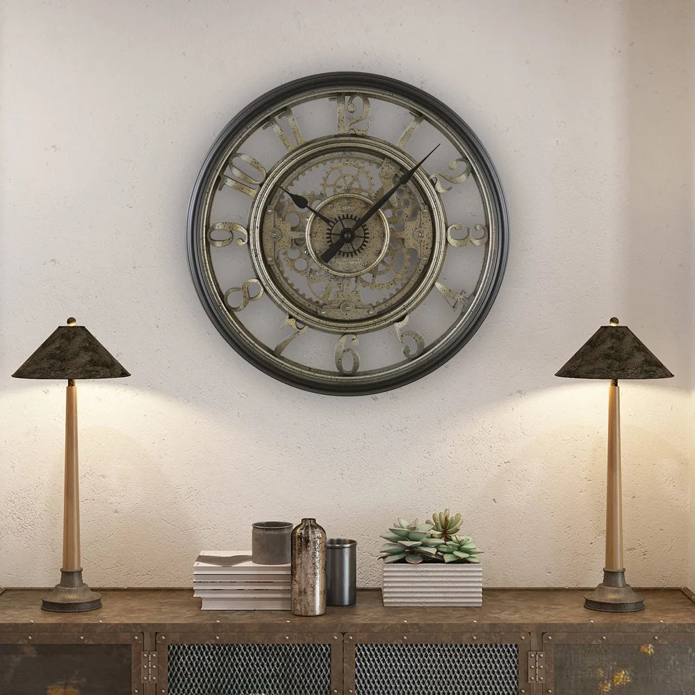 Wall Clock 20"  Rustic Metal Decor