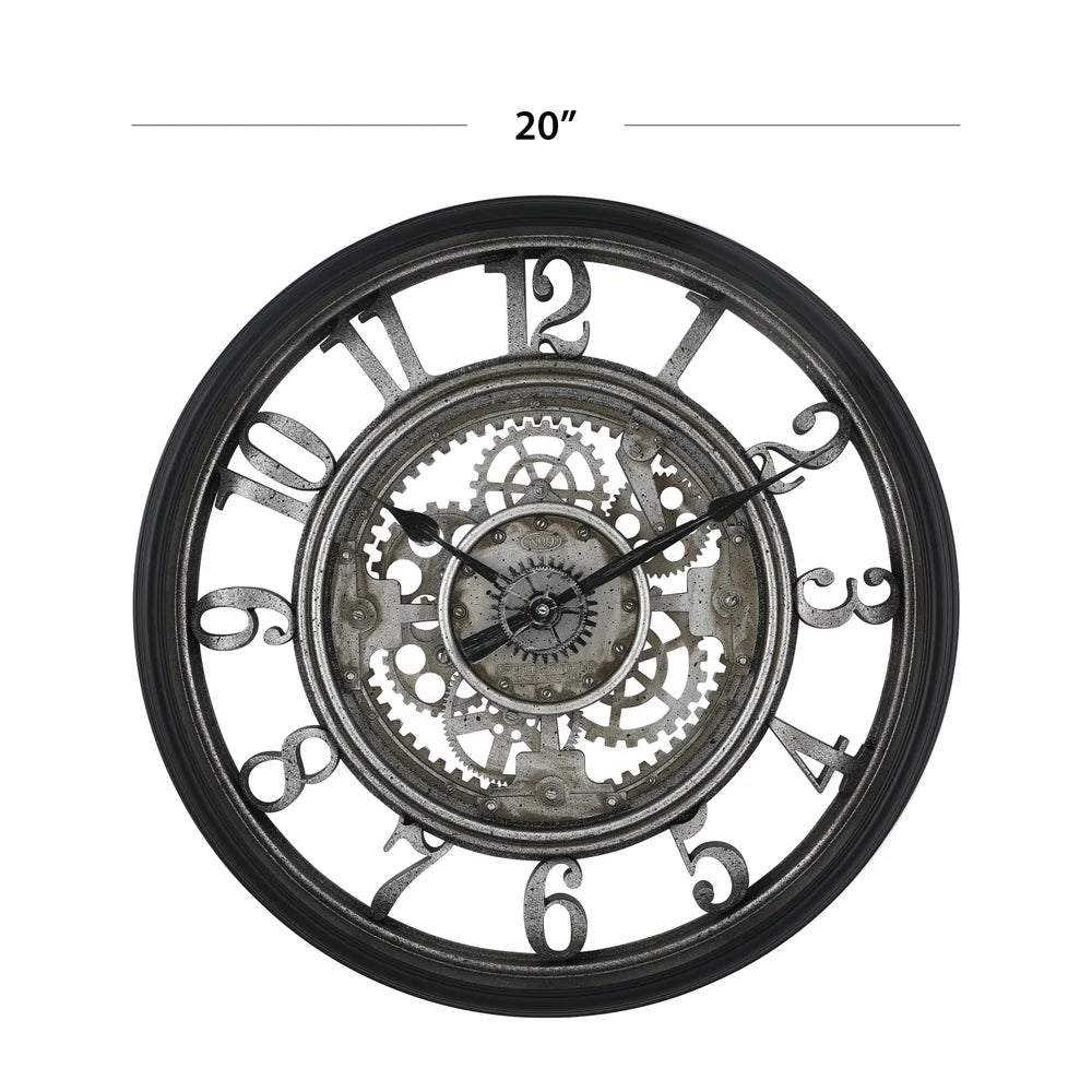 Wall Clock 20"  Rustic Metal Decor