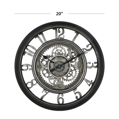 Wall Clock 20"  Rustic Metal Decor