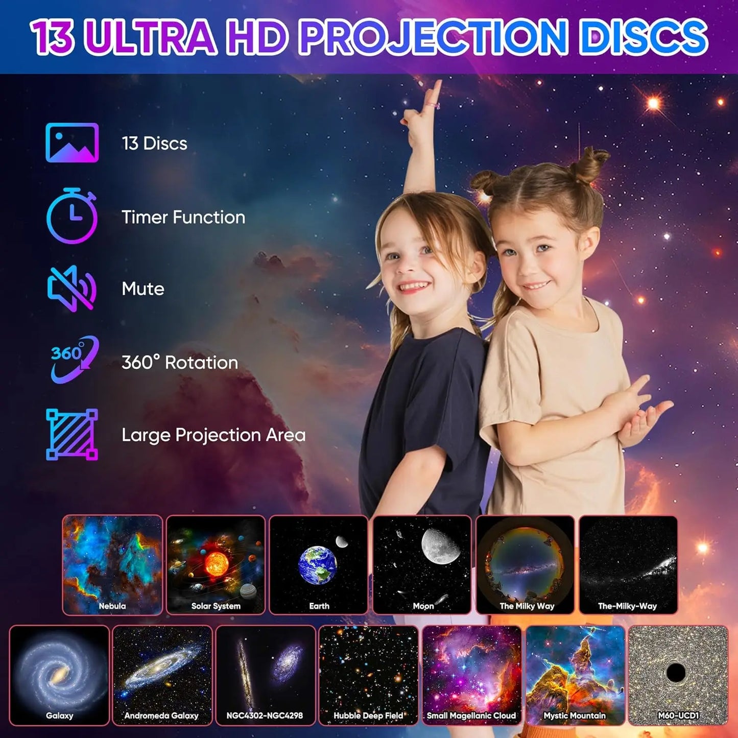 13 In 1 Galaxy Ultra Star Projector LED Night Light
