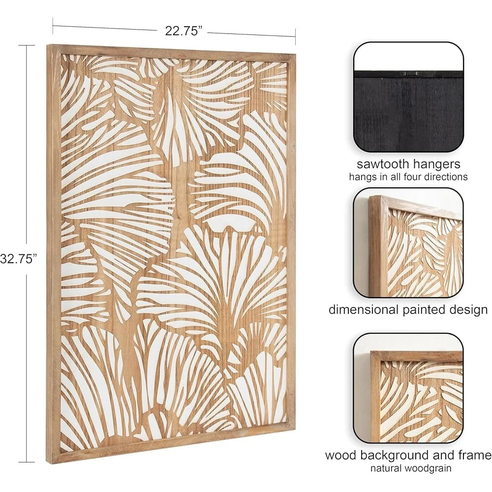 Wood Ginko Leaf Design Wall Art