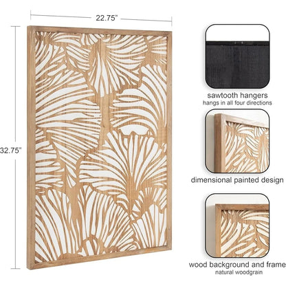 Wood Ginko Leaf Design Wall Art