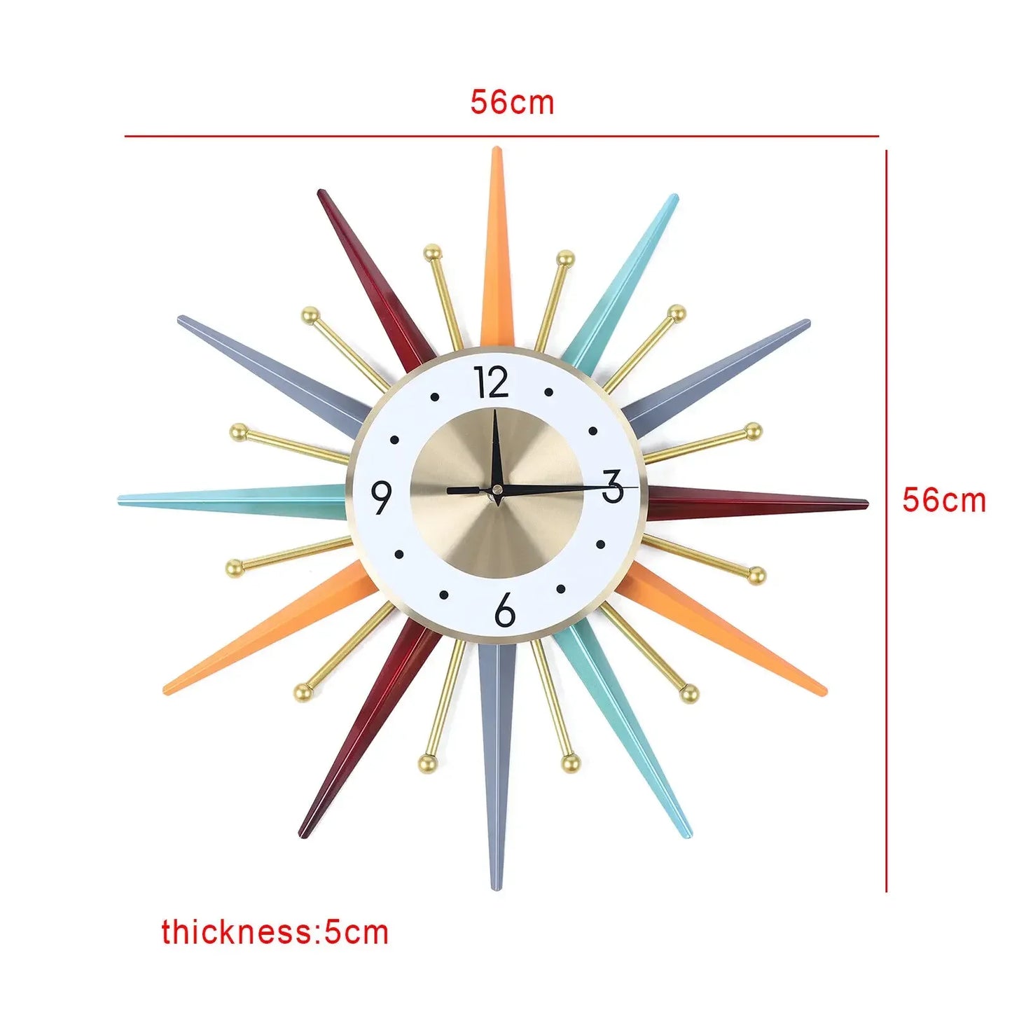 22" Colorful Sunburst Clock
