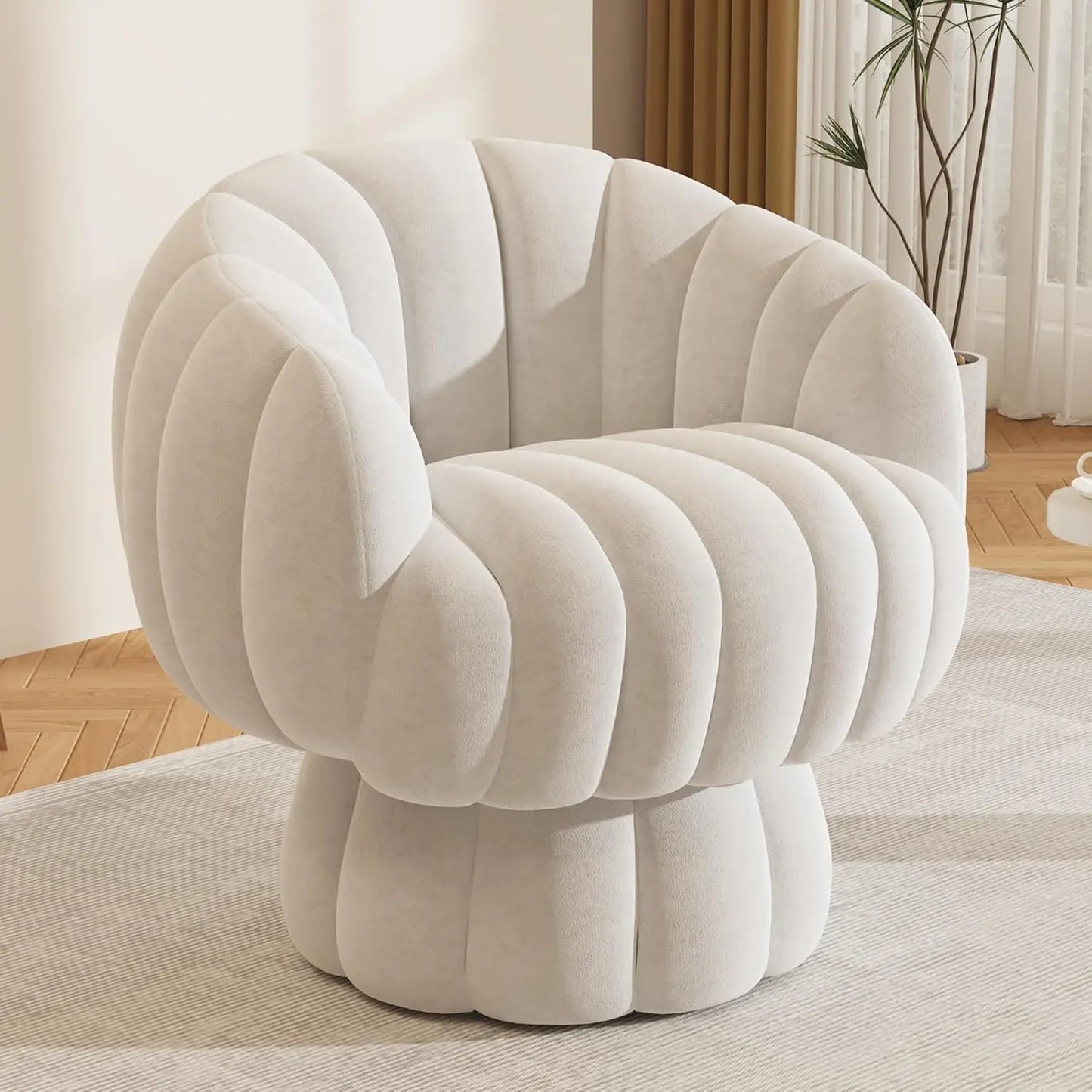 Velvet Barrel Chair, Swivels 360 degrees