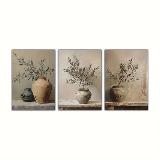 Olive Branch Vase Wall Art Set of 3