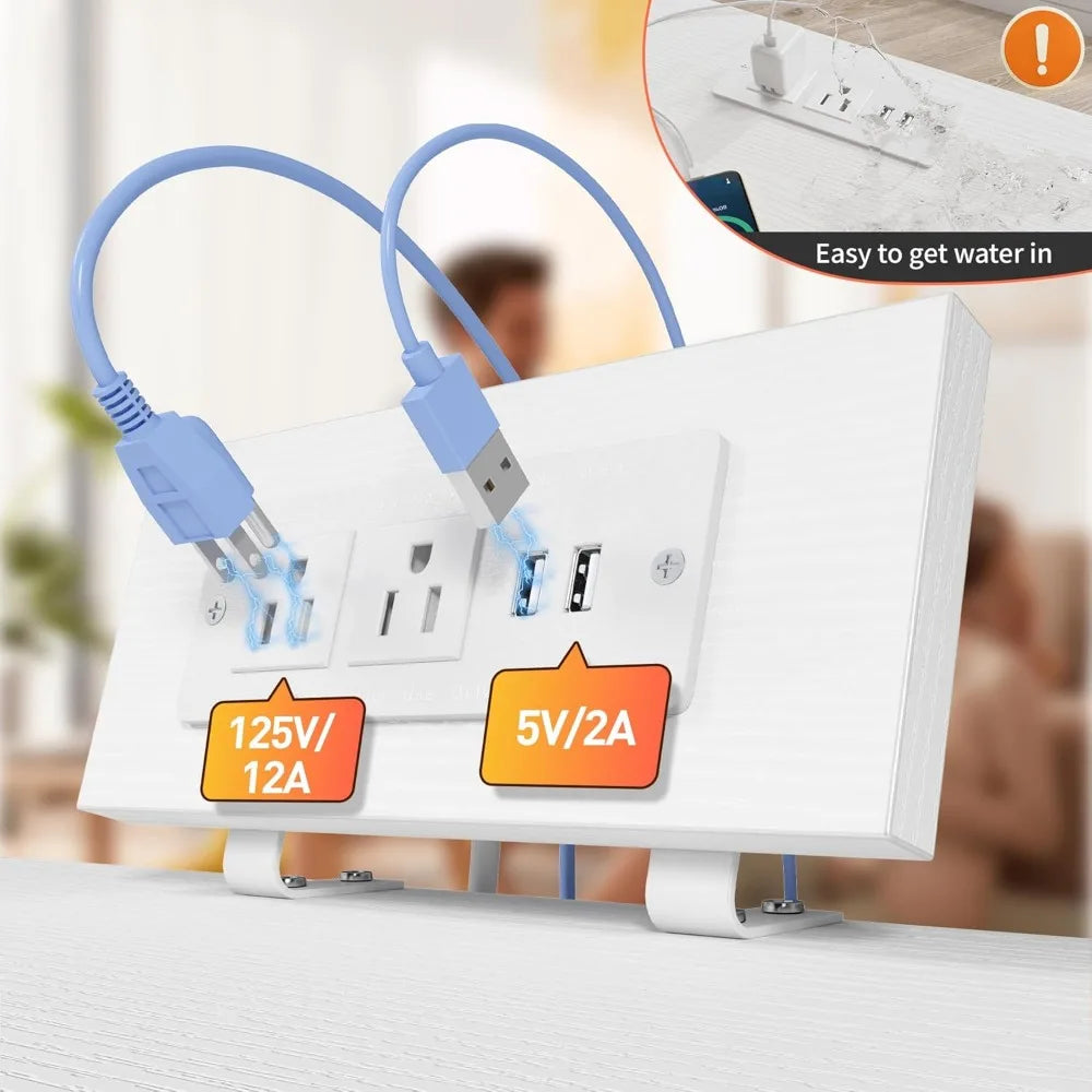 Nightstand Set of 2 w Charging Station, Led Lights, 3 Drawers and Shelve