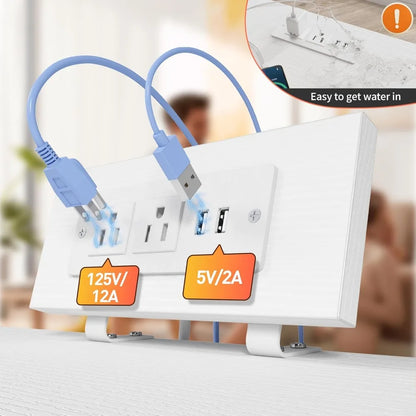 Nightstand Set of 2 w Charging Station, Led Lights, 3 Drawers and Shelve