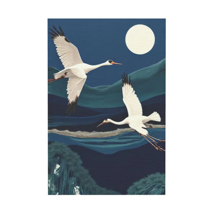 Birds in Evening Moon Canvas Wall Art