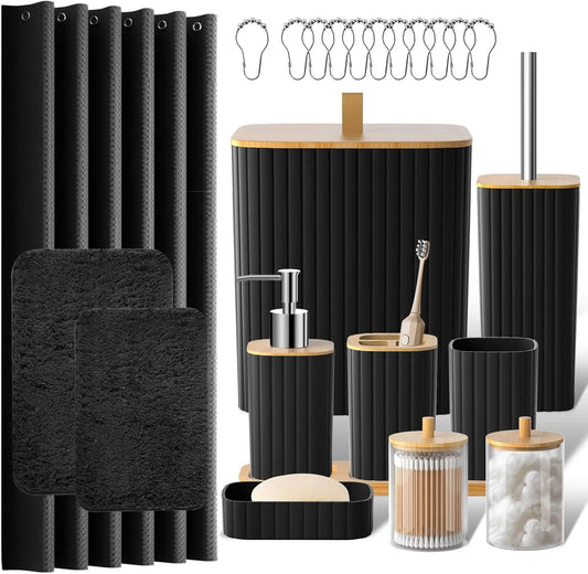 24PCS Black Bathroom Set