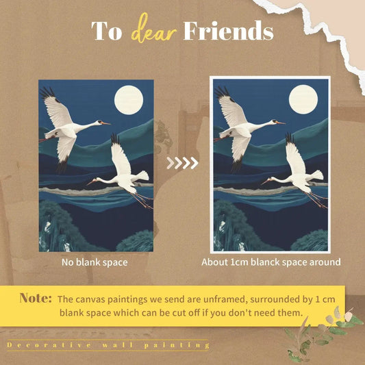 Birds in Evening Moon Canvas Wall Art