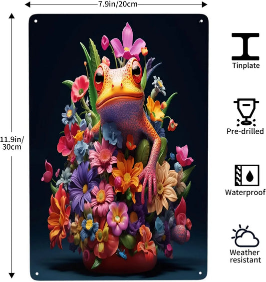 Flower Frog Metal Wall Art