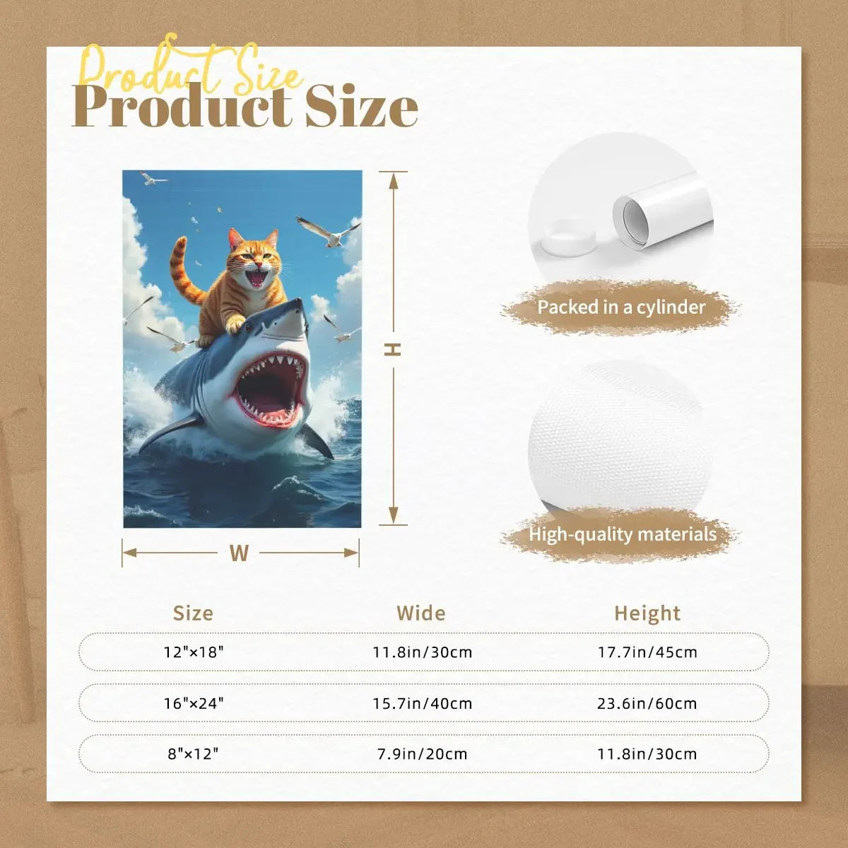 Cat on Shark Canvas Wall Art