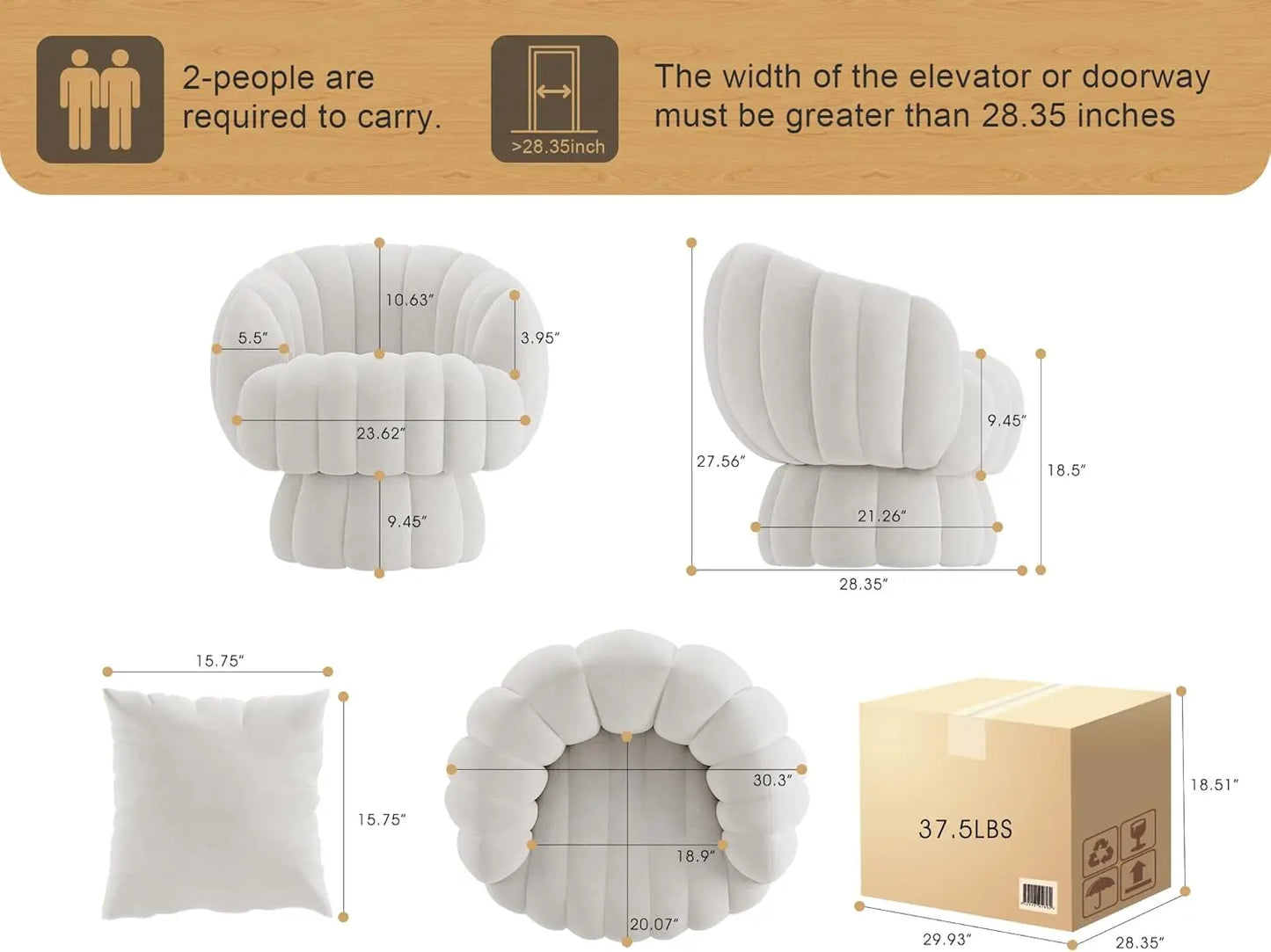 Velvet Barrel Chair, Swivels 360 degrees