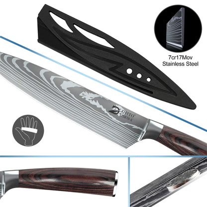 8pcs Kitchen Knife Damascus Stainless Steel