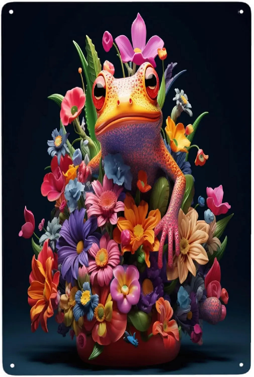 Flower Frog Metal Wall Art