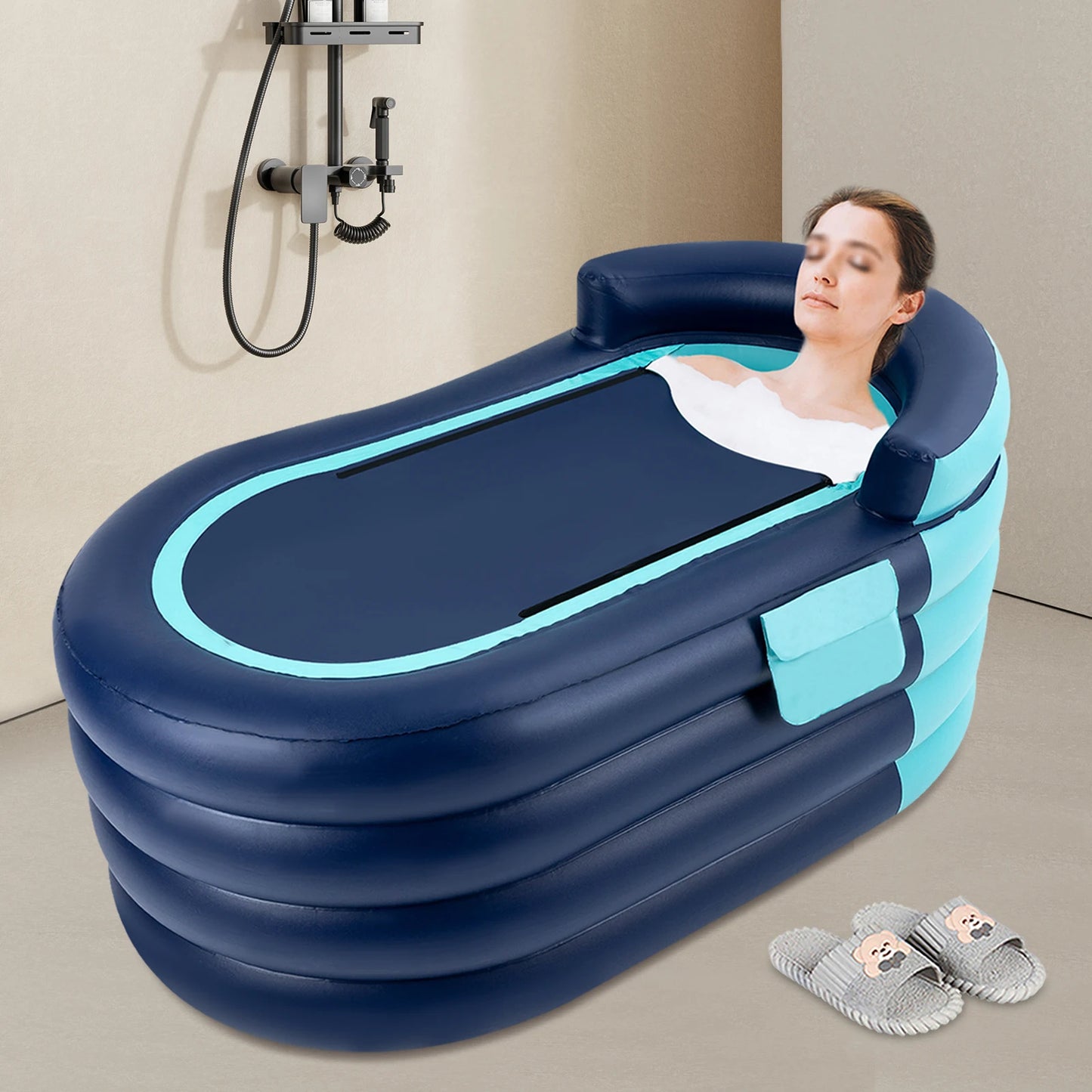 Inflatable Bathtub with Electric Air Pump - Blue / Orange
