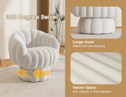 Velvet Barrel Chair, Swivels 360 degrees